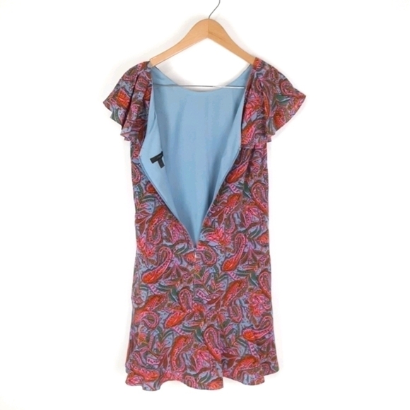 J. Crew | Silk Paisley Flutter Sleeve Dress - Picture 4 of 6